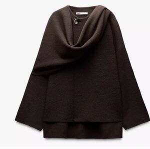 Zara Brown Scarf Coat L/XL